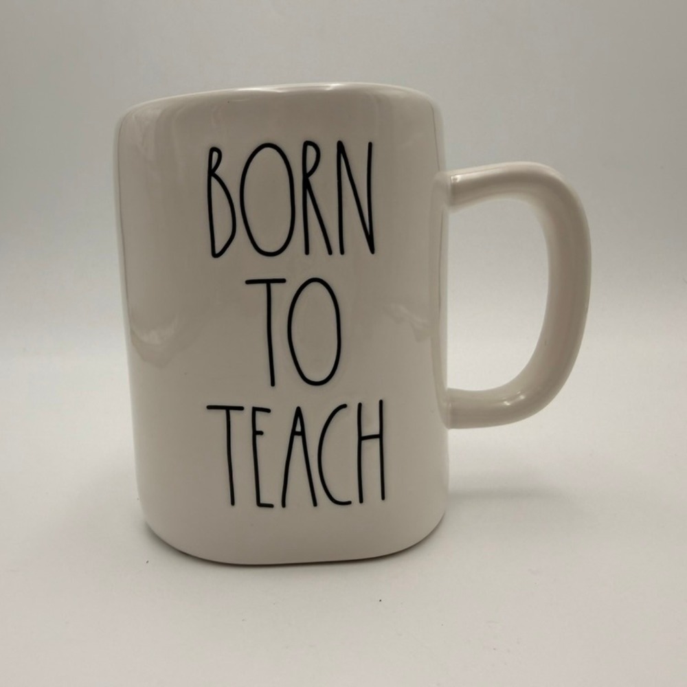 Rae Dunn Born To Teach Mug White Black Interior Artisan Collection Magenta Good‎
